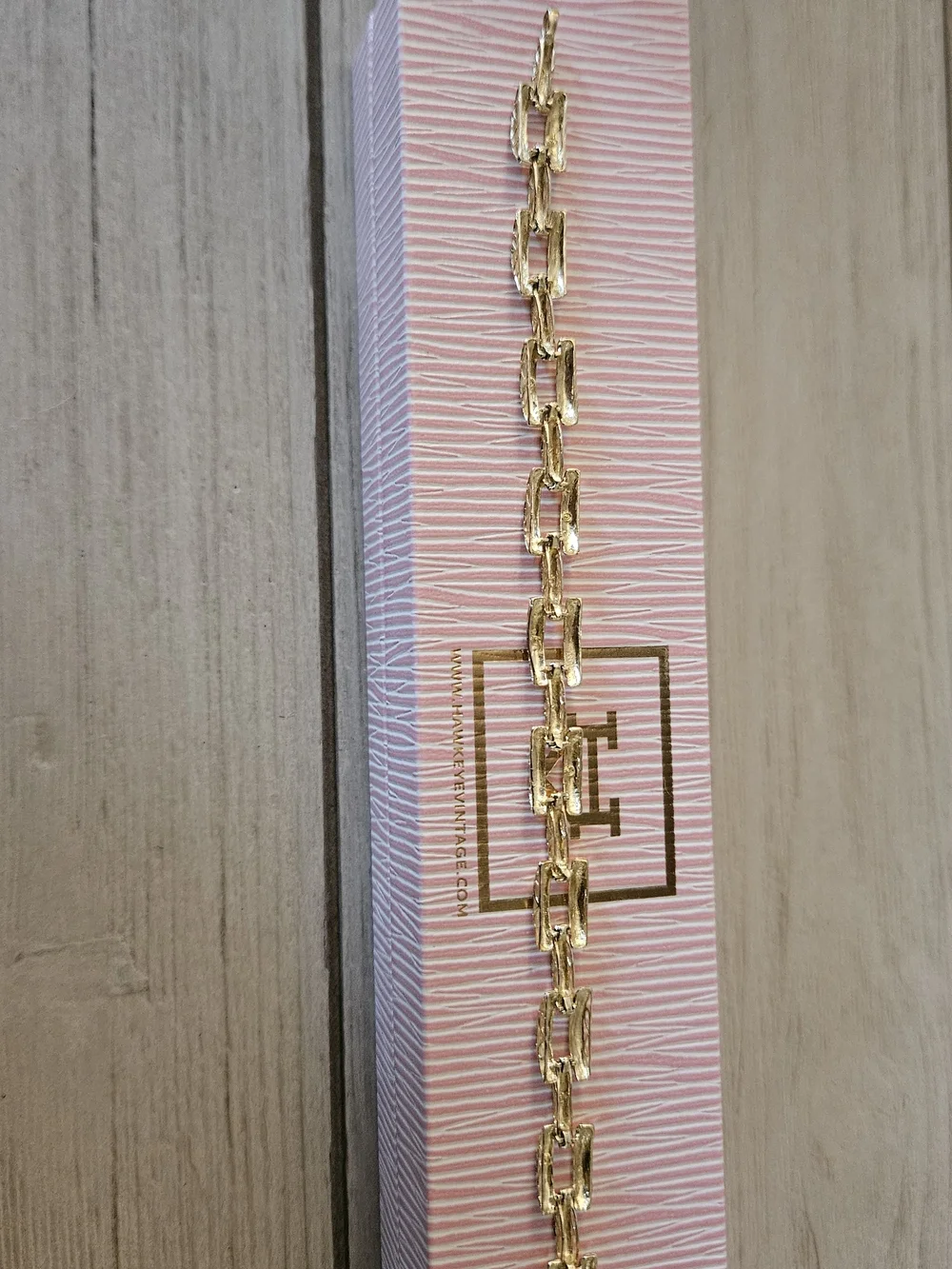 Gold Link Bracelet - Chunky Rectangular Links - Picture 3 of 7
